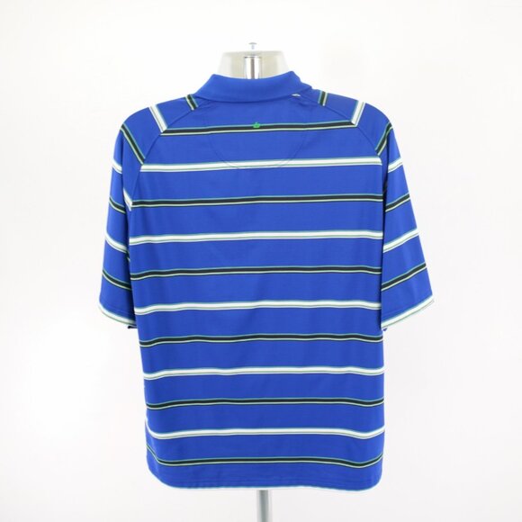 DAMAGED‎ Bolle Golf Tech Blue Green Striped Large Polo Shirt Short Sleeve - Picture 6 of 9